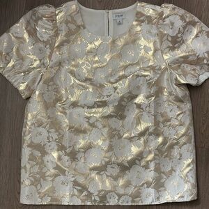J. Crew Bubble Top Floral Metallic Top